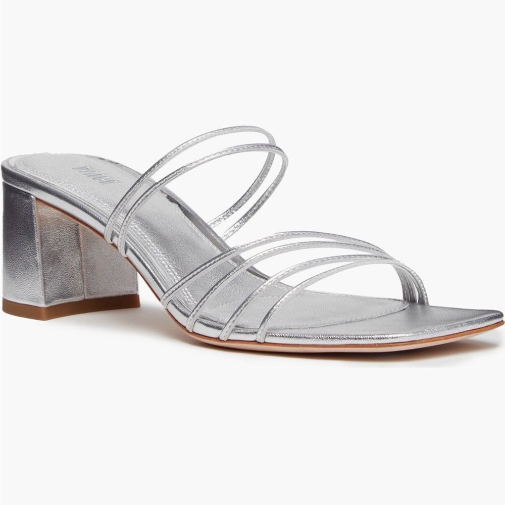 PAIGE Silver Strappy Block Heel Sandal